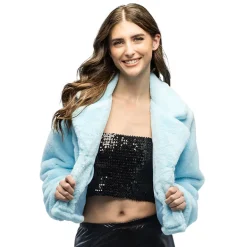 NEU Damen-Kostüm Plüsch-Jacke kurz, hellblau, mit Taschen, Gr. M-L