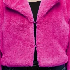 NEU Damen-Kostüm Plüsch-Jacke kurz, pink, mit Taschen, Gr. M-L