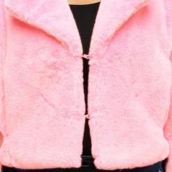 NEU Damen-Kostüm Plüsch-Jacke kurz, rosa, mit Taschen, Gr. M-L