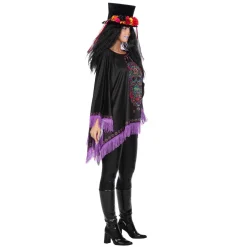 NEU Damen-Kostüm Poncho Day of the Dead mit Fransen, Einheitsgröße