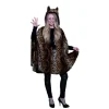 NEU Damen-Kostüm Poncho Leopard, mit Kapuze, Einheitsgröße