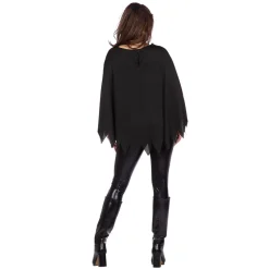 NEU Damen-Kostüm Poncho Skelett mit Glitzersteinen, Einheitsgröße