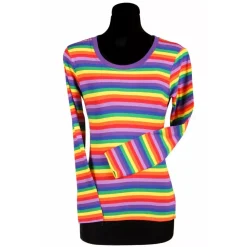 NEU Damen-Kostüm Ringelshirt langarm, regenbogenfarben, bunt, Größe: XS