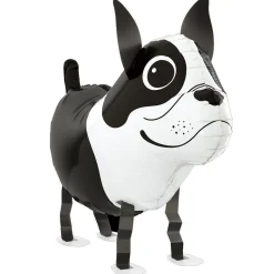 NEU Folienballon Airwalker Boston Terrier Hund, schwarz-weiß, 58x47cm