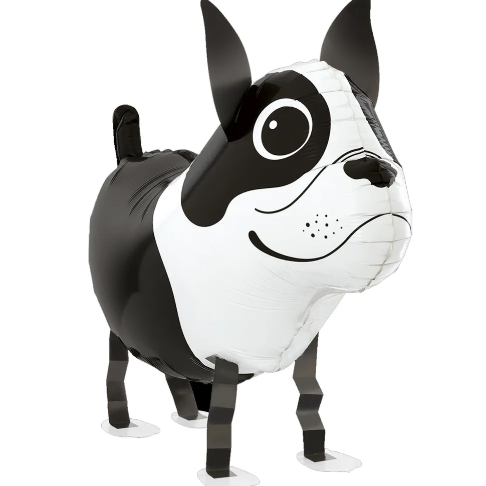 NEU Folienballon Airwalker Boston Terrier Hund, schwarz-weiß, 58x47cm