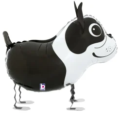 NEU Folienballon Airwalker Boston Terrier Hund, schwarz-weiß, 58x47cm