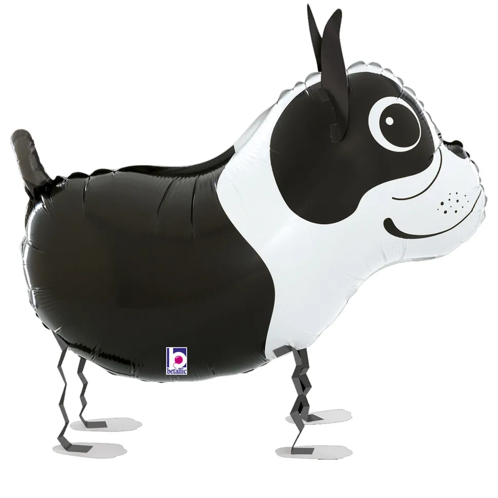 NEU Folienballon Airwalker Boston Terrier Hund, schwarz-weiß, 58x47cm