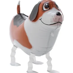 NEU Folienballon Airwalker Bobby der Hund, braun-weiß, 53x39cm