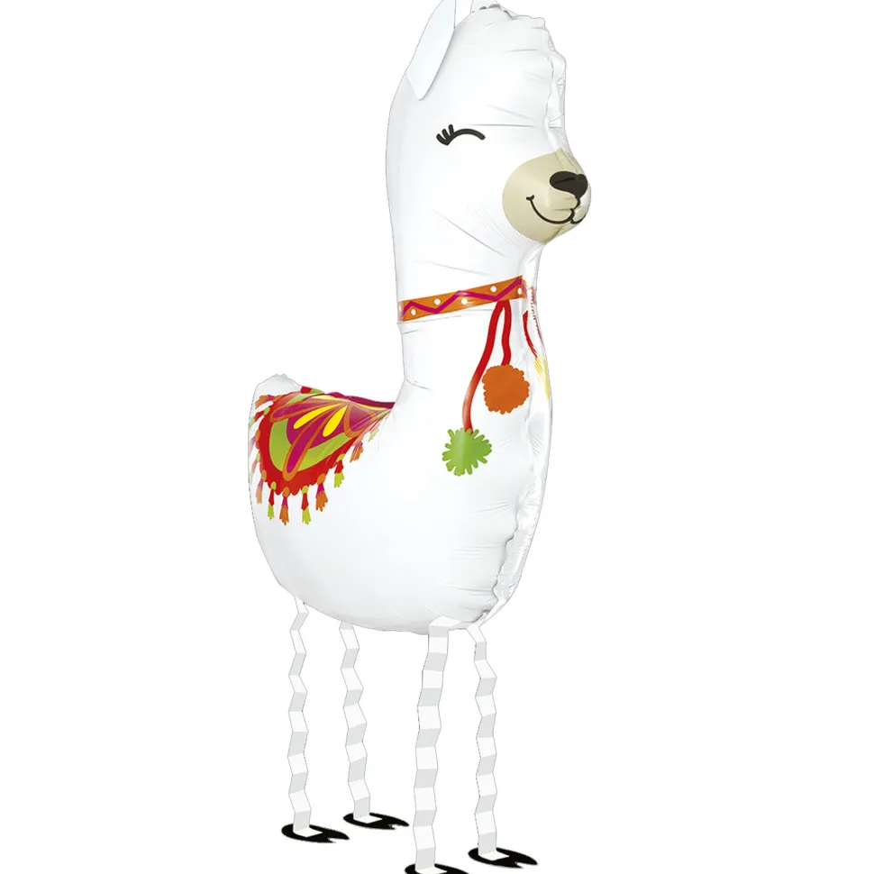 NEU Folienballon Airwalker Gemütliches Lama, weiß, 58x100cm