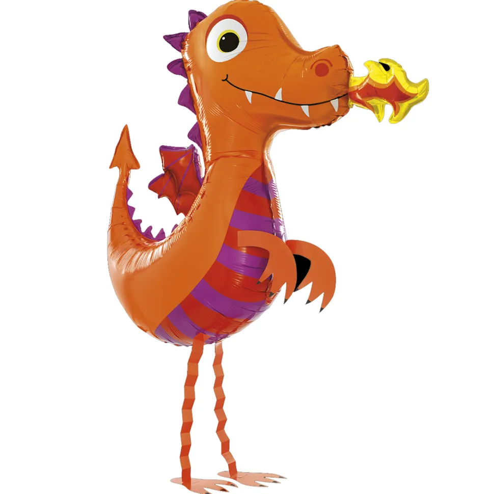 NEU Folienballon Airwalker Süßer Drache, orange, 87x95cm