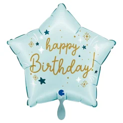NEU Folienballon Baby-Blue Happy Birthday, blau, 42x40cm