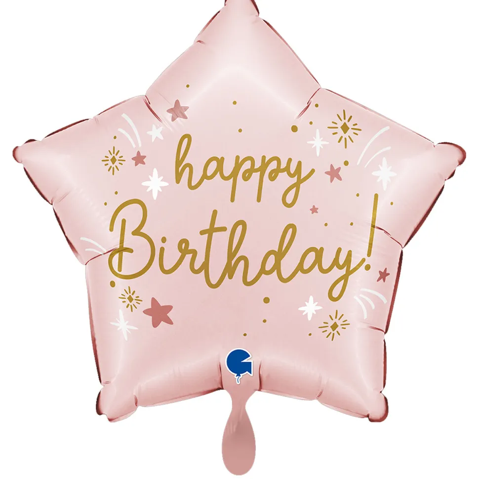 NEU Folienballon Baby-Pink Happy Birthday, rosa, 42x40cm