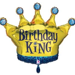 NEU Folienballon Birthday King Krone, 75x58cm