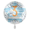 NEU Folienballon Blue Stars - Hip Hip Hurra 3. Geburtstag - ca. 45cm Durchmesser