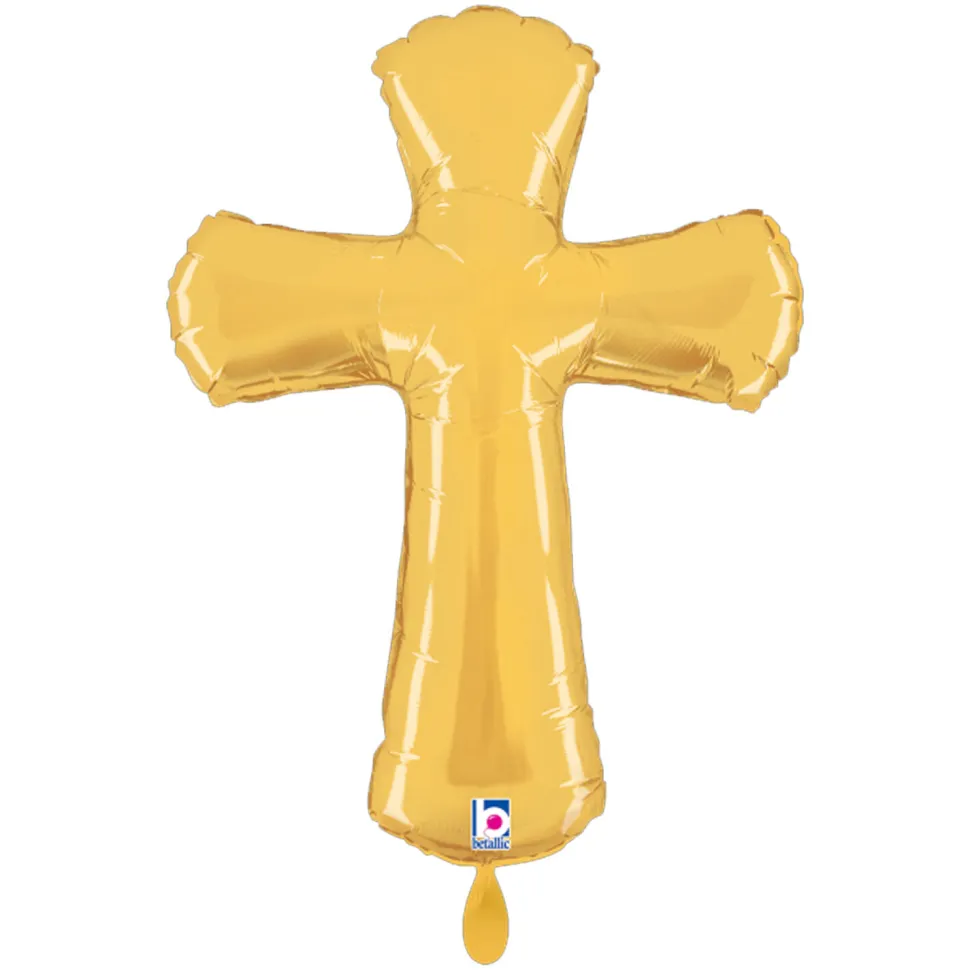 NEU Folienballon Goldenes Kreuz, 74x100cm