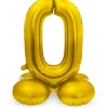 NEU Folienballon Große Zahl 0, mit Standfuß, Gold, ca. 72cm, Zahlenballon