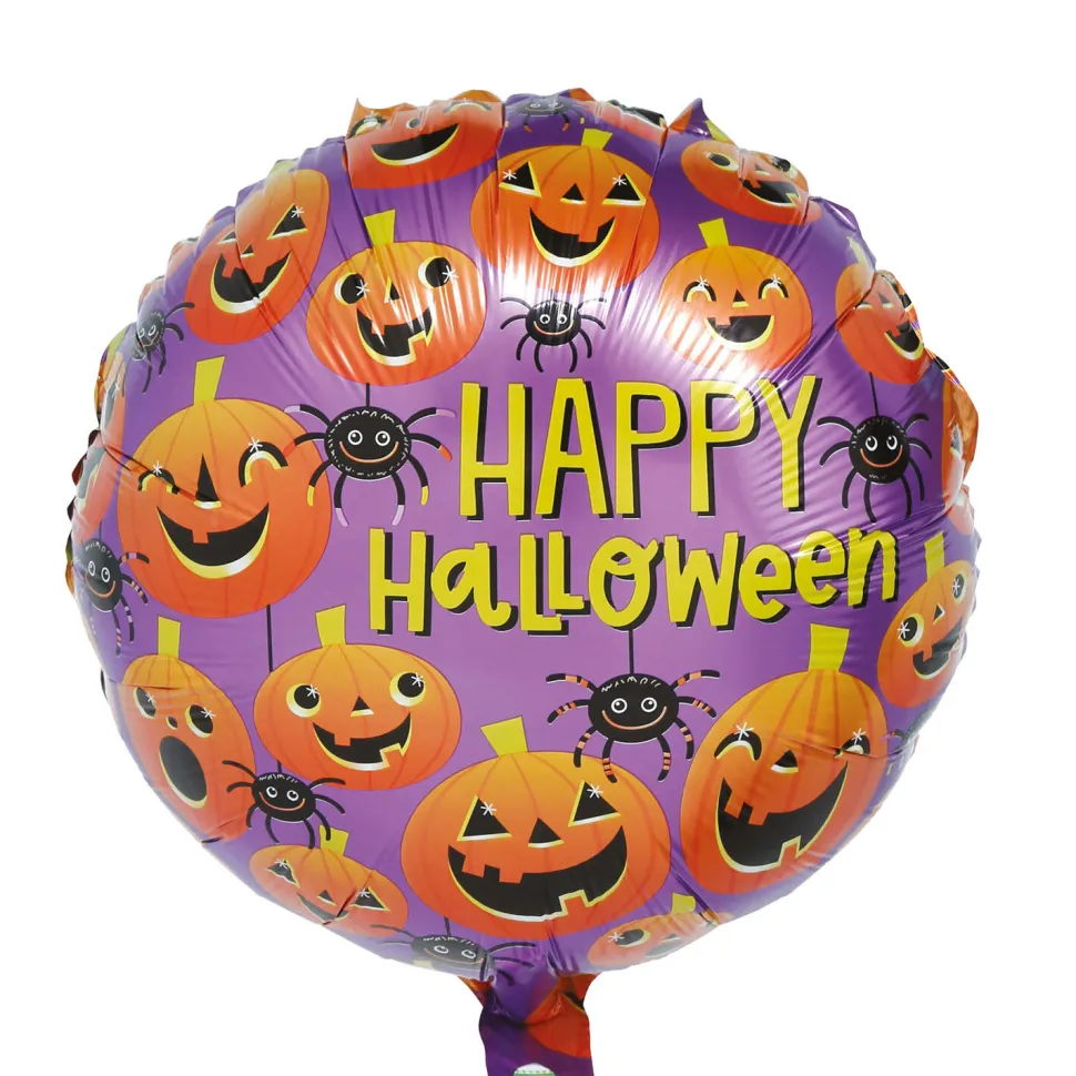 NEU Folienballon Happy Halloween, lila mit Kürbissen, ca. 50cm