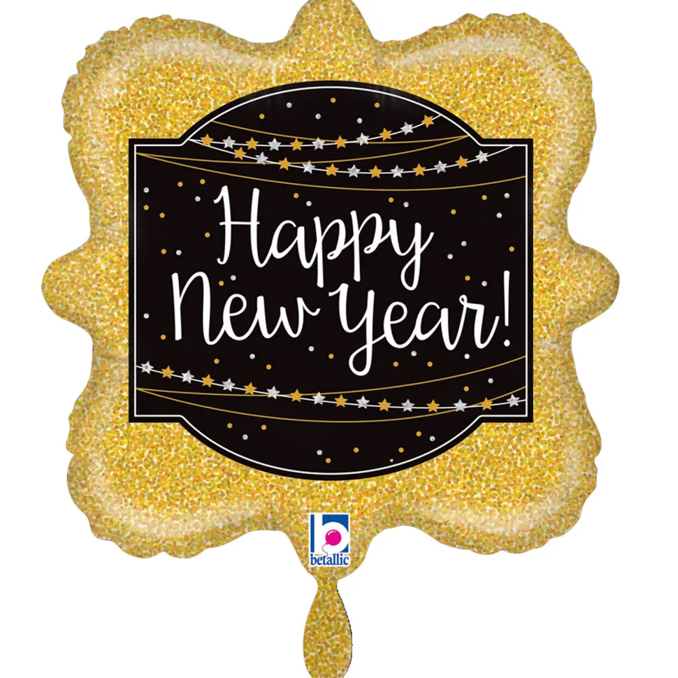 NEU Folienballon Happy New Year Glitter, gold, 35x35cm