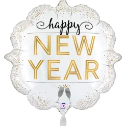 NEU Folienballon Happy New Year Metallic-Diamond, 61x61cm