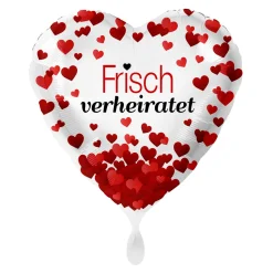 NEU Folienballon Herzen - Frisch Verheiratet - ca. 45cm Durchmesser