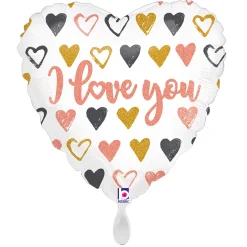 NEU Folienballon Herz I Love You Rosé-Gold, 36x36cm