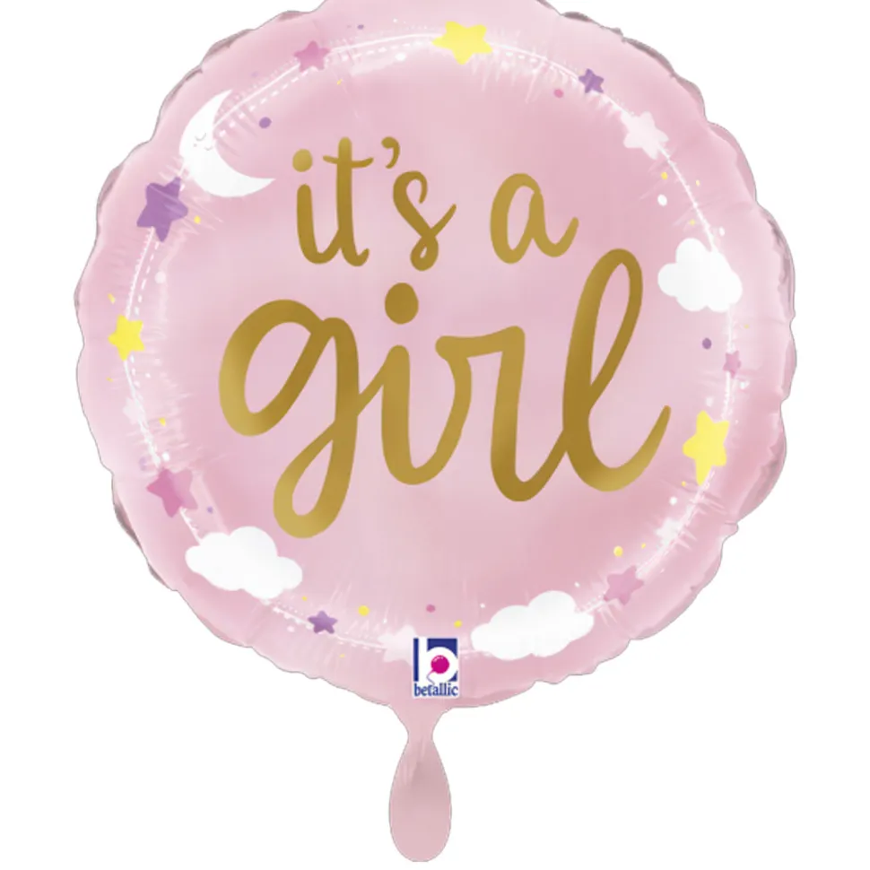 NEU Folienballon It's a Girl Sterne und Wolken, rosa, 35cm