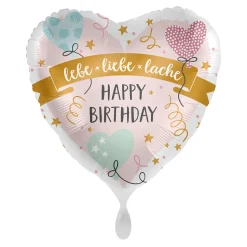 NEU Folienballon - lebe liebe lache Happy Birthday - ca. 45cm Durchmesser