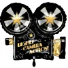 NEU Folienballon Lights - Camera - Action, Hollywood Filmkamera, schwarz, 62x54cm