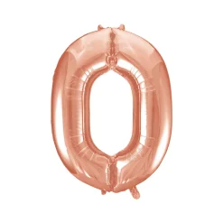 NEU Folienballon Medium Zahl 0, rosé-gold, ca. 66cm hoch