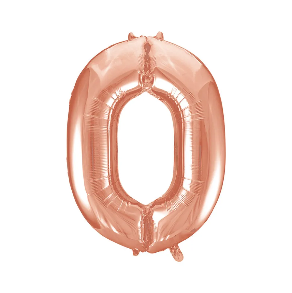 NEU Folienballon Medium Zahl 0, rosé-gold, ca. 66cm hoch
