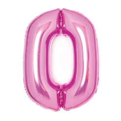 NEU Folienballon Medium Zahl 0, pink, ca. 66cm hoch