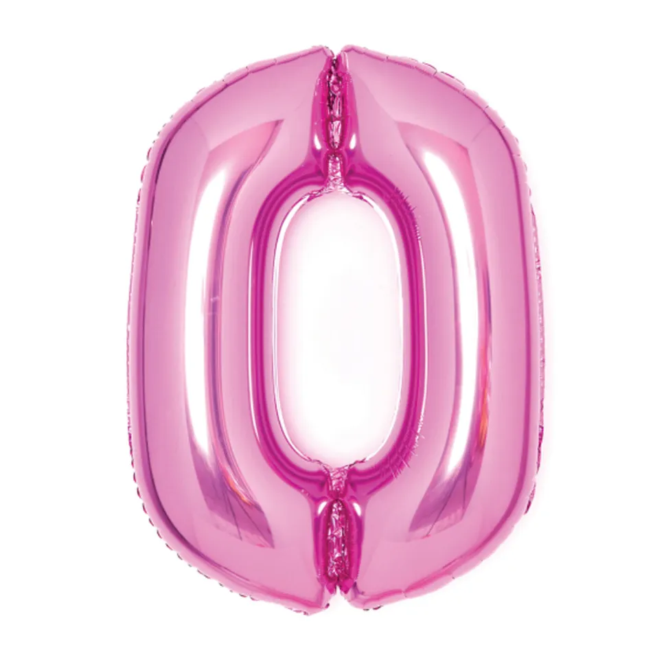 NEU Folienballon Medium Zahl 0, pink, ca. 66cm hoch