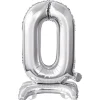 NEU Folienballon Mini Zahl 0 mit Standfuß Silber, ca. 38 cm