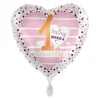 NEU Folienballon Pink Hearts - Hip Hip Hurra 1. Geburtstag - ca. 45cm Durchmesser