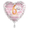 NEU Folienballon Pink Hearts - Hip Hip Hurra 6. Geburtstag - ca. 45cm Durchmesser