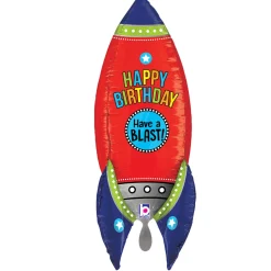 NEU Folienballon Rakete Happy Birthday Blast, 34x83x32cm