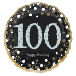 NEU Folienballon Sparkling Birthday 100th, schwarz, ca. 45cm