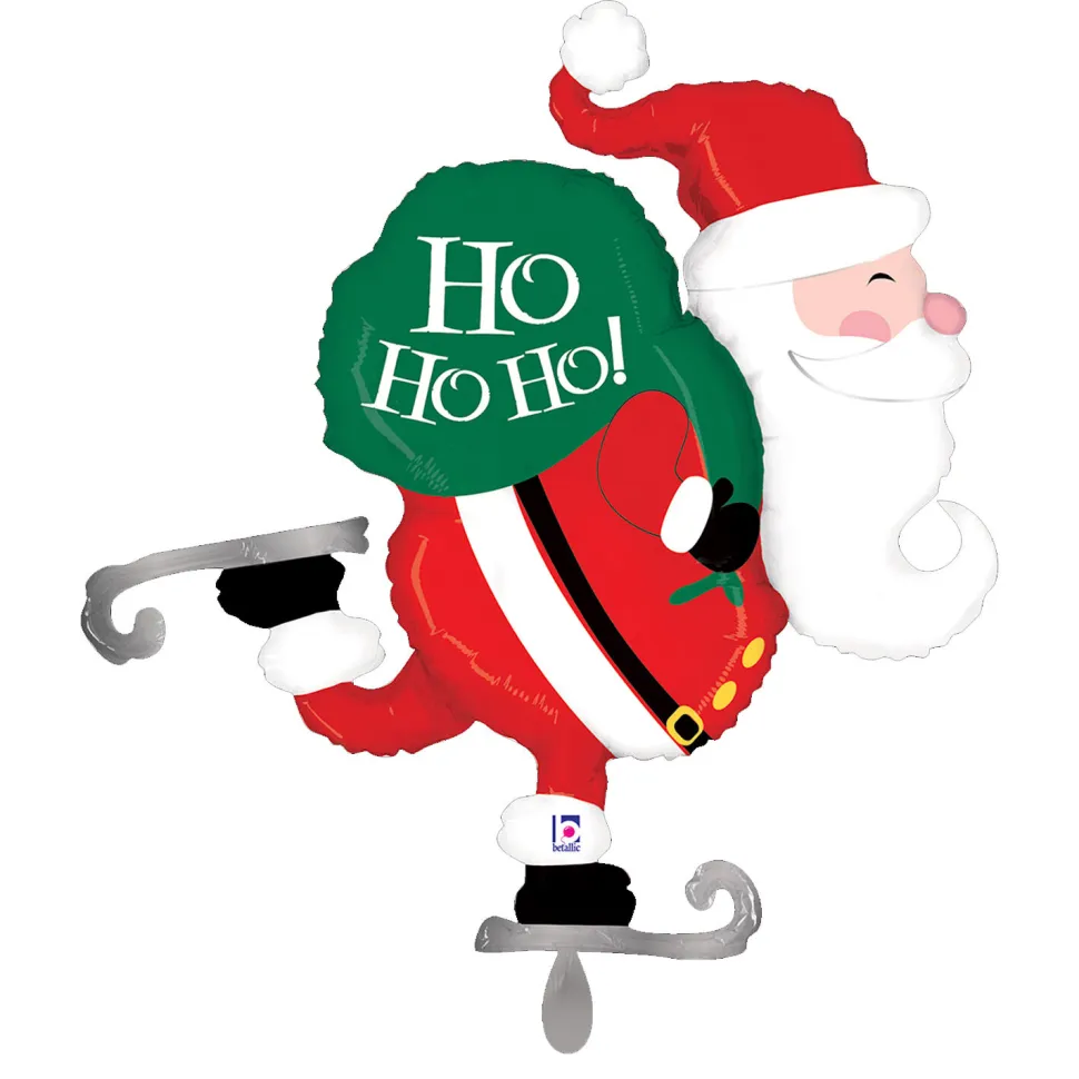 NEU Folienballon Weihnachten Skating Santa, 77x80cm