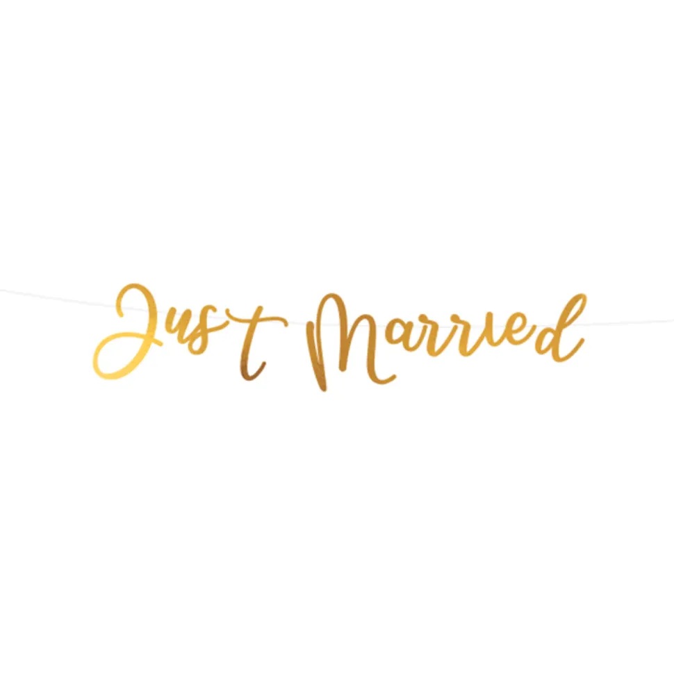 NEU Girlande Just Married, Gold, 91,5cm