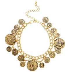 NEU Goldenes Armband mit Münzen für orientalische Kostüme, Wahrsagerinnen & Co.