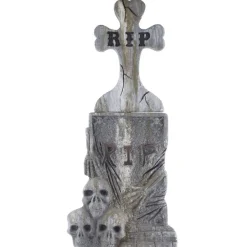 NEU Groß-Deko Grabstein mit Kreuz und Schädeln, 106 cm
