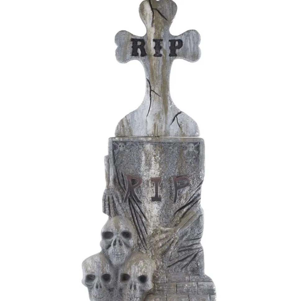 NEU Groß-Deko Grabstein mit Kreuz und Schädeln, 106 cm