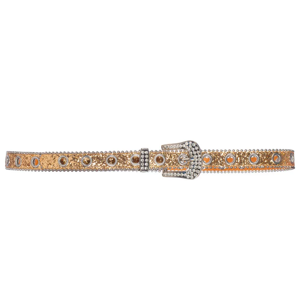 NEU Gürtel Glitter, mit Strassstein-Schnalle, gold