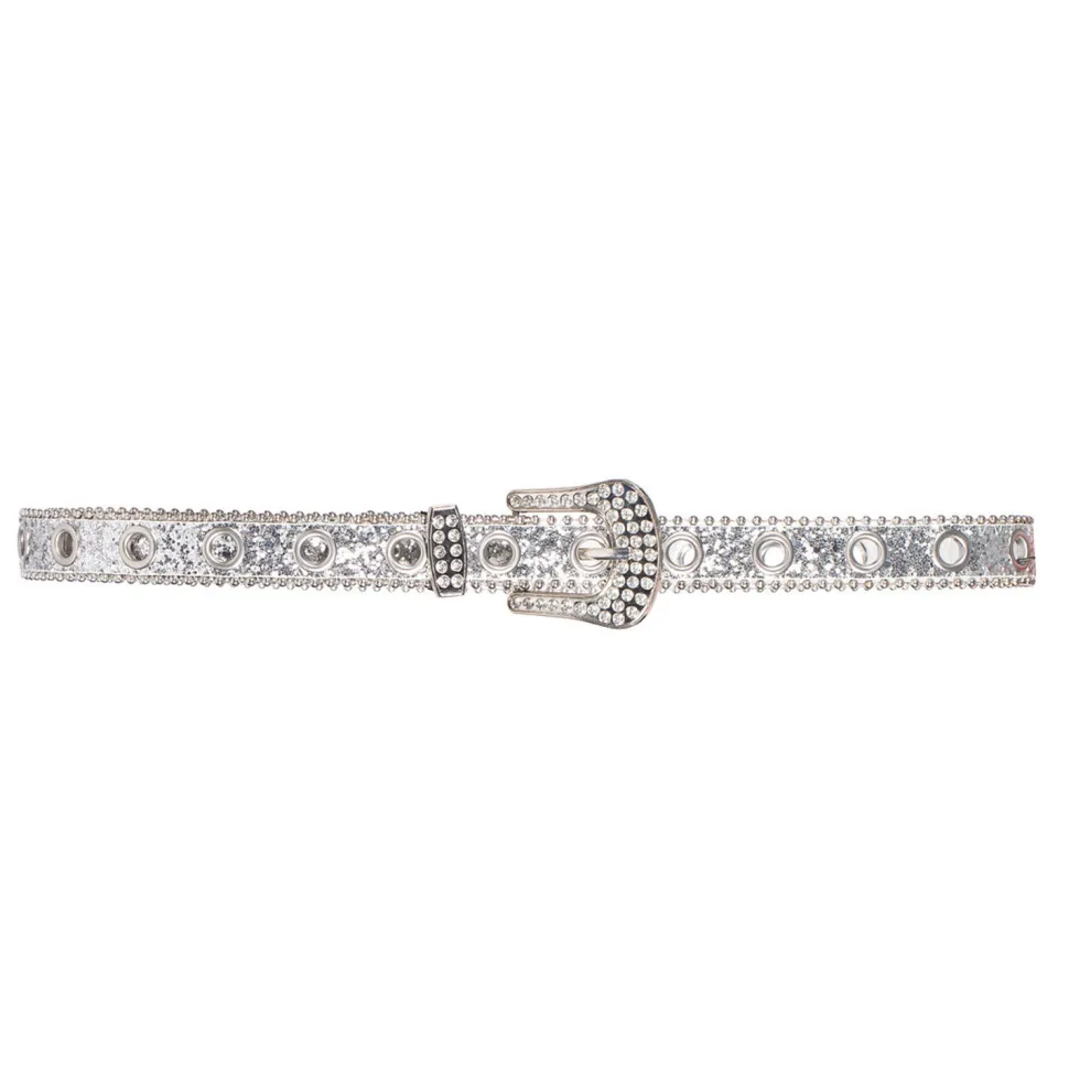 NEU Gürtel Glitter, mit Strassstein-Schnalle, silber