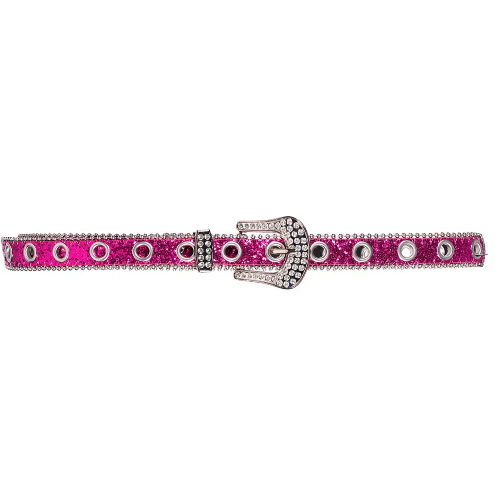 NEU Gürtel Glitter, mit Strassstein-Schnalle, pink