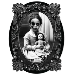 NEU Gruseliger Aufkleber mit Horror-Mädchen im Vintage-Stil, ca. 30x23cm
