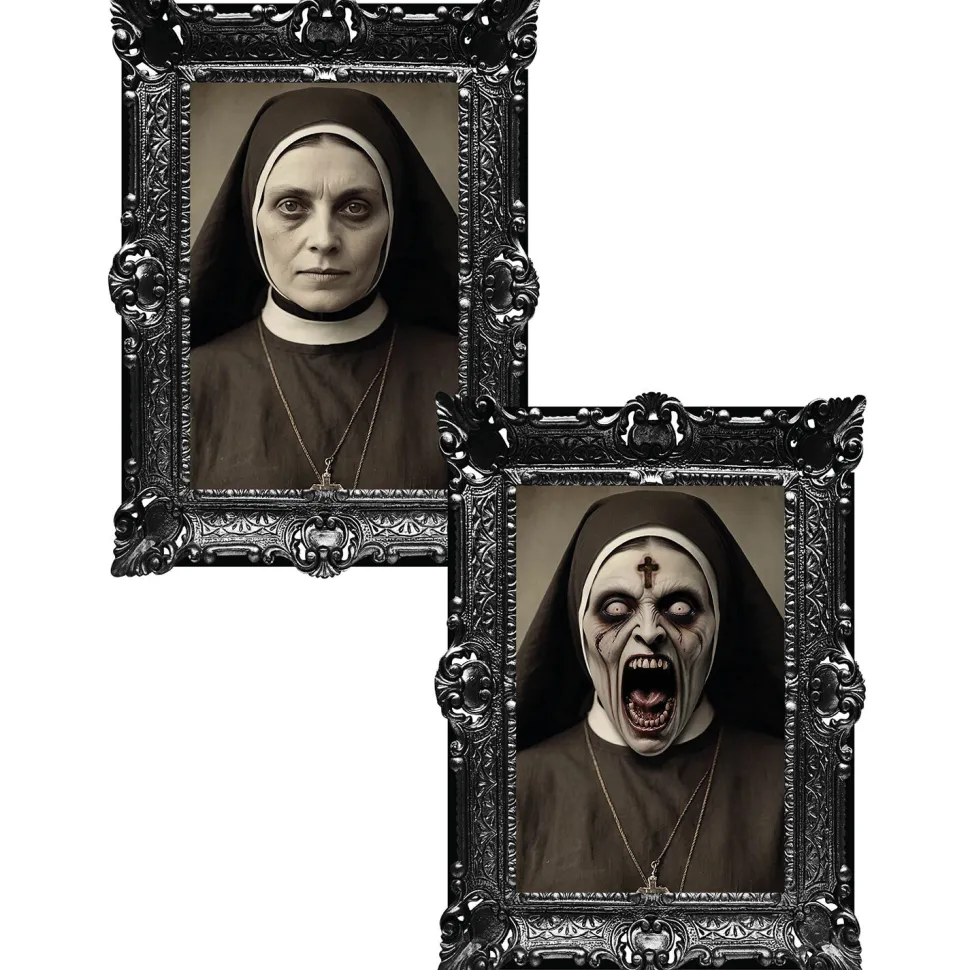 NEU Gruseliges Nonnen-Halloween-Bild mit Holografie-Effekt, ca. 35x48cm