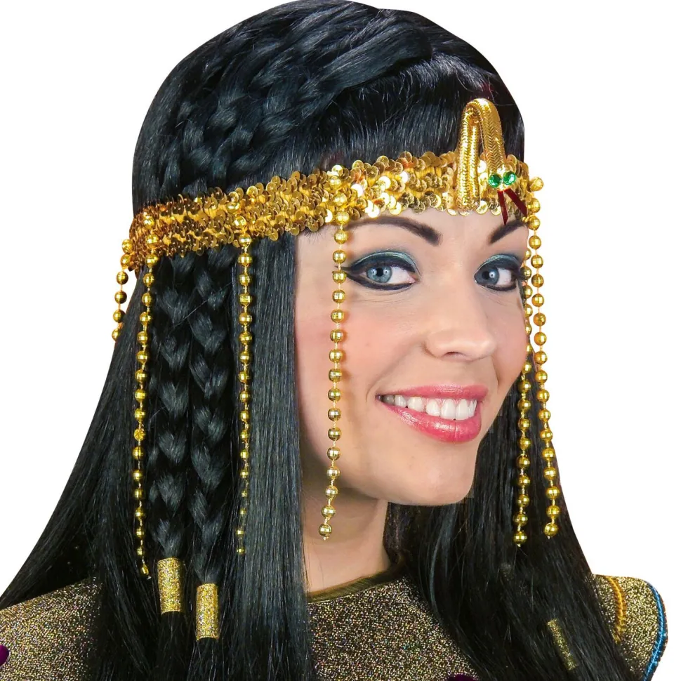 NEU Ägyptisches Stirnband mit Pailletten und Perlen, gold