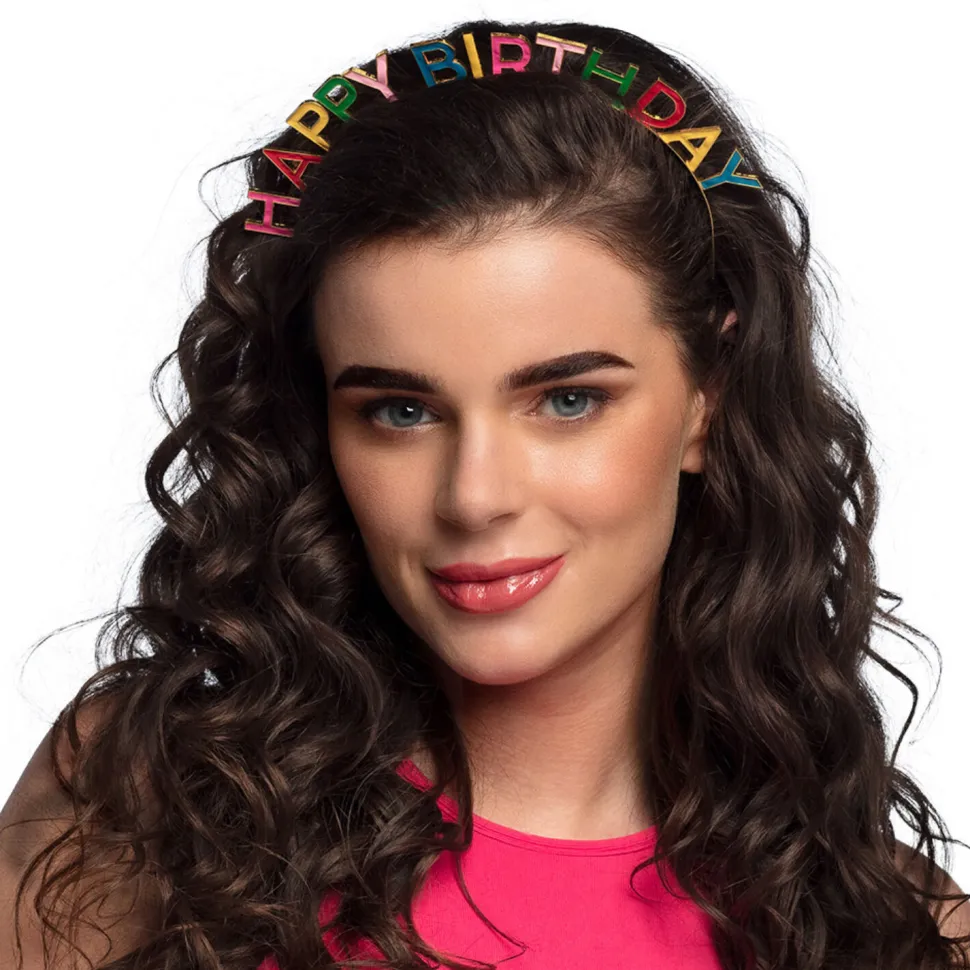 NEU Haarreif Happy Birthday aus Metall, bunt