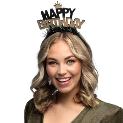 NEU Haarreif Happy Birthday, schwarz-gold
